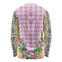 Hawaii Pikake Lokelani Plumeria Lei Long Sleeve Shirt Pink Palaka Motifs LT05 - Polynesian Pride