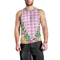 Hawaii Pikake Lokelani Plumeria Lei Men Tank Top Pink Palaka Motifs