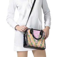 Hawaii Pikake Lokelani Plumeria Lei Shoulder Handbag Pink Palaka Motifs