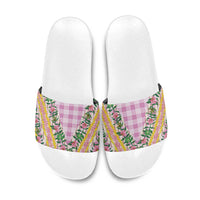 Hawaii Pikake Lokelani Plumeria Lei Slide Sandals Pink Palaka Motifs