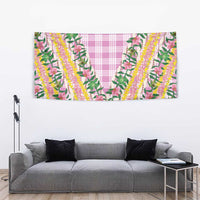 Hawaii Pikake Lokelani Plumeria Lei Tapestry Pink Palaka Motifs