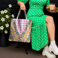 Hawaii Pikake Lokelani Plumeria Lei Tote Bag Pink Palaka Motifs