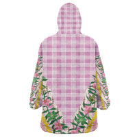 Hawaii Pikake Lokelani Plumeria Lei Wearable Blanket Hoodie Pink Palaka Motifs LT05 - Polynesian Pride