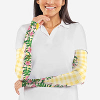 Hawaii Pikake Lokelani Plumeria Lei Arm Sleeves Yellow Palaka Motifs