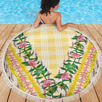 Hawaii Pikake Lokelani Plumeria Lei Beach Blanket Yellow Palaka Motifs