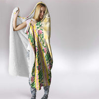 Hawaii Pikake Lokelani Plumeria Lei Hooded Blanket Yellow Palaka Motifs LT05 - Polynesian Pride