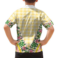Hawaii Pikake Lokelani Plumeria Lei Kid Hawaiian Shirt Yellow Palaka Motifs LT05 - Polynesian Pride
