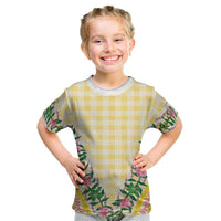 Hawaii Pikake Lokelani Plumeria Lei Kid T Shirt Yellow Palaka Motifs LT05 Yellow - Polynesian Pride