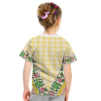 Hawaii Pikake Lokelani Plumeria Lei Kid T Shirt Yellow Palaka Motifs LT05 - Polynesian Pride