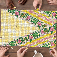 Hawaii Pikake Lokelani Plumeria Lei Puzzle Yellow Palaka Motifs