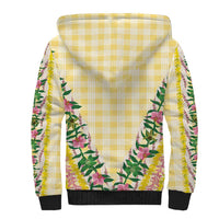 Hawaii Pikake Lokelani Plumeria Lei Sherpa Hoodie Yellow Palaka Motifs LT05 - Polynesian Pride