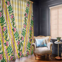 Hawaii Pikake Lokelani Plumeria Lei Window Curtain Yellow Palaka Motifs