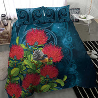 New Zealand Matariki Piwakawaka Bedding Set Maori Koru With Pohutukawa Flowers LT05 - Polynesian Pride
