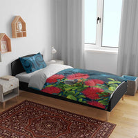 New Zealand Matariki Piwakawaka Bedding Set Maori Koru With Pohutukawa Flowers LT05 - Polynesian Pride