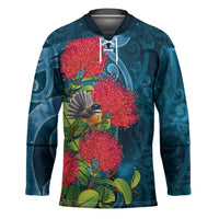 New Zealand Matariki Piwakawaka Hockey Jersey Maori Koru With Pohutukawa Flowers