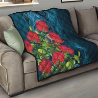 New Zealand Matariki Piwakawaka Quilt Maori Koru With Pohutukawa Flowers LT05 - Polynesian Pride
