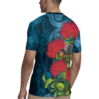 New Zealand Matariki Piwakawaka Rugby Jersey Maori Koru With Pohutukawa Flowers LT05 - Polynesian Pride