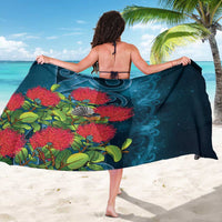New Zealand Matariki Piwakawaka Sarong Maori Koru With Pohutukawa Flowers LT05 - Polynesian Pride