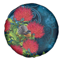 New Zealand Matariki Piwakawaka Spare Tire Cover Maori Koru With Pohutukawa Flowers
