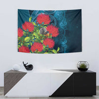 New Zealand Matariki Piwakawaka Tapestry Maori Koru With Pohutukawa Flowers LT05 - Polynesian Pride