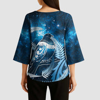 New Zealand Matariki Kimono Sleeve Blouse Pigeon Kereru Maori Fern Art