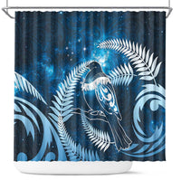 New Zealand Matariki Shower Curtain Pigeon Kereru Maori Fern Art