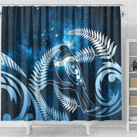 New Zealand Matariki Shower Curtain Pigeon Kereru Maori Fern Art
