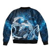 New Zealand Matariki Sleeve Zip Bomber Jacket Pigeon Kereru Maori Fern Art LT05 - Polynesian Pride
