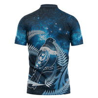 New Zealand Matariki Zipper Polo Shirt Pigeon Kereru Maori Fern Art LT05 - Polynesian Pride