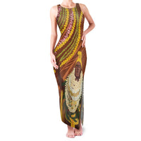 Hawaii King Kamehameha Family Matching Tank Maxi Dress and Hawaiian Shirt Hawaiian Kakau Pattern With Leis