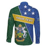 Personalised Solomon Islands Independence Day Family Matching Long Sleeve Bodycon Dress and Hawaiian Shirt With Coat Of Arms