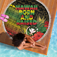 Hawaii Born and Raised Beach Blanket Kanaka Maoli Flag Day
