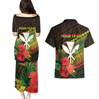 Personalized Hawaii Born and Raised Couples Matching Puletasi and Hawaiian Shirt Kanaka Maoli Flag Day LT05 - Polynesian Pride