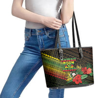 Hawaii Born and Raised Leather Tote Bag Kanaka Maoli Flag Day