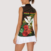 Personalized Hawaii Born and Raised Women Sleeveless Polo Shirt Kanaka Maoli Flag Day LT05 - Polynesian Pride