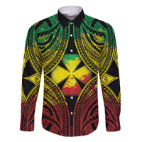 Personalised Wallis and Futuna Territory Day Family Matching Off Shoulder Short Dress and Hawaiian Shirt Polynesian Pattern Simple Style LT05 Dad's Shirt - Long Sleeve Reggae - Polynesian Pride
