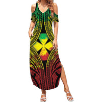 Personalised Wallis and Futuna Territory Day Family Matching Summer Maxi Dress and Hawaiian Shirt Polynesian Pattern Simple Style LT05 Mom's Dress Reggae - Polynesian Pride