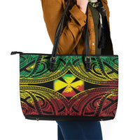 Wallis and Futuna Territory Day Leather Tote Bag Polynesian Pattern Simple Style LT05 - Polynesian Pride