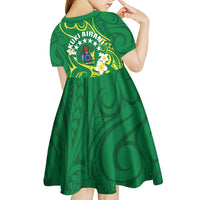 Cook Islands Happy Constitution Day Kid Short Sleeve Dress Pattern Tribal Art LT05 - Polynesian Pride