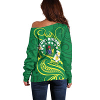 Cook Islands Happy Constitution Day Off Shoulder Sweater Pattern Tribal Art