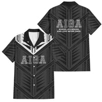 Samoa Aiga Family Matching Off Shoulder Short Dress and Hawaiian Shirt Samoan Tribal Pattern LT05 Dad's Shirt - Short Sleeve Black - Polynesian Pride