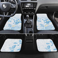 Polynesia Hammerhead Shark Car Mats Tropical Flowers Tribal Pattern Blue