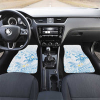 Polynesia Hammerhead Shark Car Mats Tropical Flowers Tribal Pattern Blue