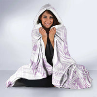 Polynesia Hammerhead Shark Hooded Blanket Tropical Flowers Tribal Pattern Lavender