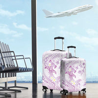 Polynesia Hammerhead Shark Luggage Cover Tropical Flowers Tribal Pattern Lavender