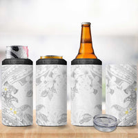 Polynesia Hammerhead Shark 4 in 1 Can Cooler Tumbler Tropical Flowers Tribal Pattern White LT05 - Polynesian Pride