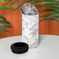 Polynesia Hammerhead Shark 4 in 1 Can Cooler Tumbler Tropical Flowers Tribal Pattern White LT05 - Polynesian Pride