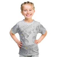 Polynesia Hammerhead Shark Kid T Shirt Tropical Flowers Tribal Pattern White LT05 White - Polynesian Pride