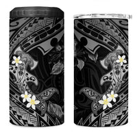 Polynesia Hammerhead Shark 4 in 1 Can Cooler Tumbler Tropical Flowers Tribal Pattern Black LT05 One Size: 16 oz Black - Polynesian Pride