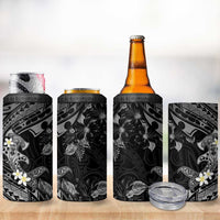 Polynesia Hammerhead Shark 4 in 1 Can Cooler Tumbler Tropical Flowers Tribal Pattern Black LT05 - Polynesian Pride